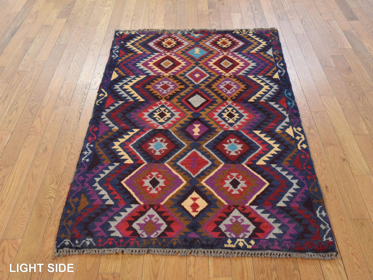 Baluch Tribal hand-knotted wool rug in Blue, 3'8" x 5'7", SKU O078820 (view 3)