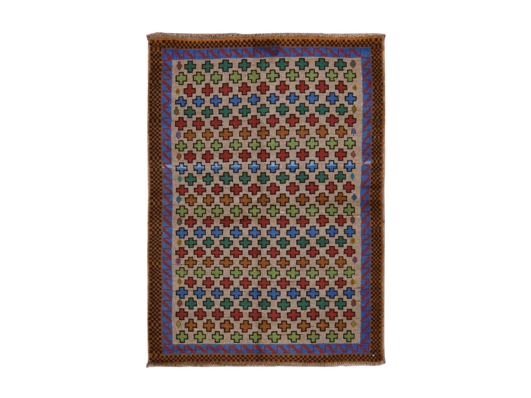 Baluch Tribal hand-knotted wool rug in Beige, 3'4" x 4'9", SKU O078821