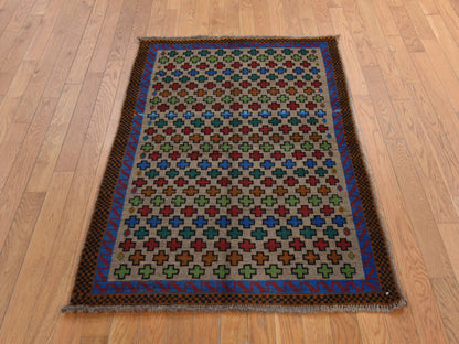Baluch Tribal hand-knotted wool rug in Beige, 3'4" x 4'9", SKU O078821 (view 2)