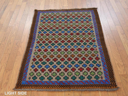 Baluch Tribal hand-knotted wool rug in Beige, 3'4" x 4'9", SKU O078821 (view 3)