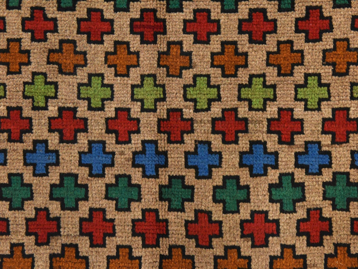 Baluch Tribal hand-knotted wool rug in Beige, 3'4" x 4'9", SKU O078821 (view 4)