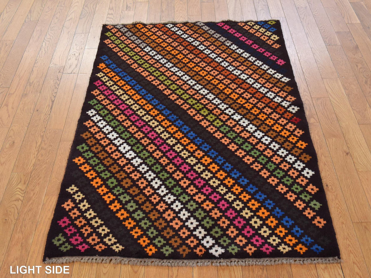 Baluch Tribal hand-knotted wool rug in Brown, 3'5" x 4'10", SKU O078822 (view 3)
