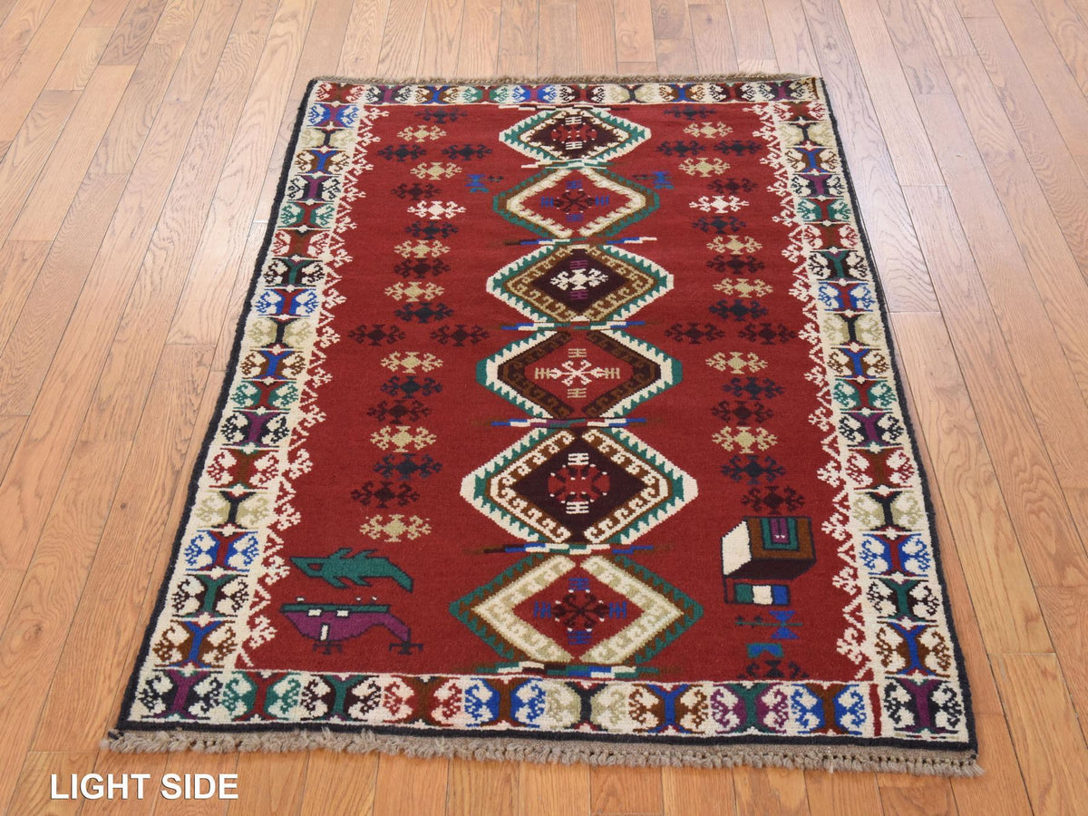 Baluch Tribal hand-knotted wool rug in Red, 3'3" x 4'9", SKU O078824 (view 3)