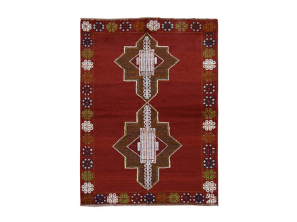 Baluch Tribal hand-knotted wool rug in Red, 3'7" x 4'10", SKU O078825