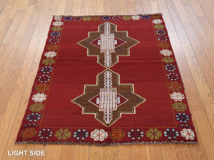 Baluch Tribal hand-knotted wool rug in Red, 3'7" x 4'10", SKU O078825 (view 3)