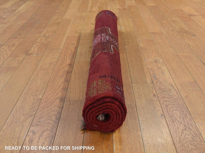 Baluch Tribal hand-knotted wool rug in Red, 3'7" x 4'10", SKU O078825 (view 8)