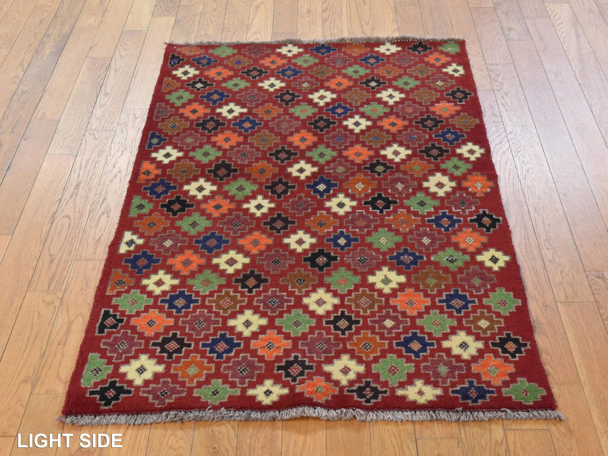 Baluch Tribal hand-knotted wool rug in Red, 3'1" x 4'10", SKU O078826 (view 3)