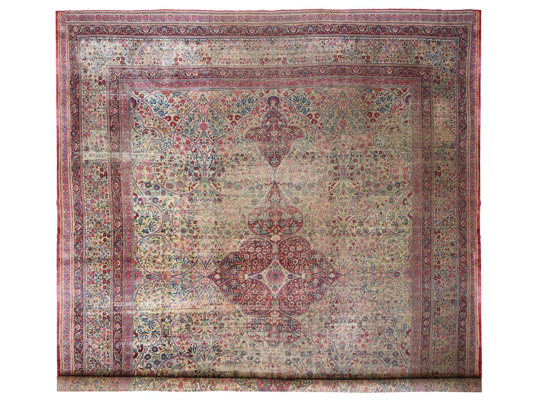 Kerman Antique hand-knotted wool rug in Beige, 14' x 17'5", SKU O078827