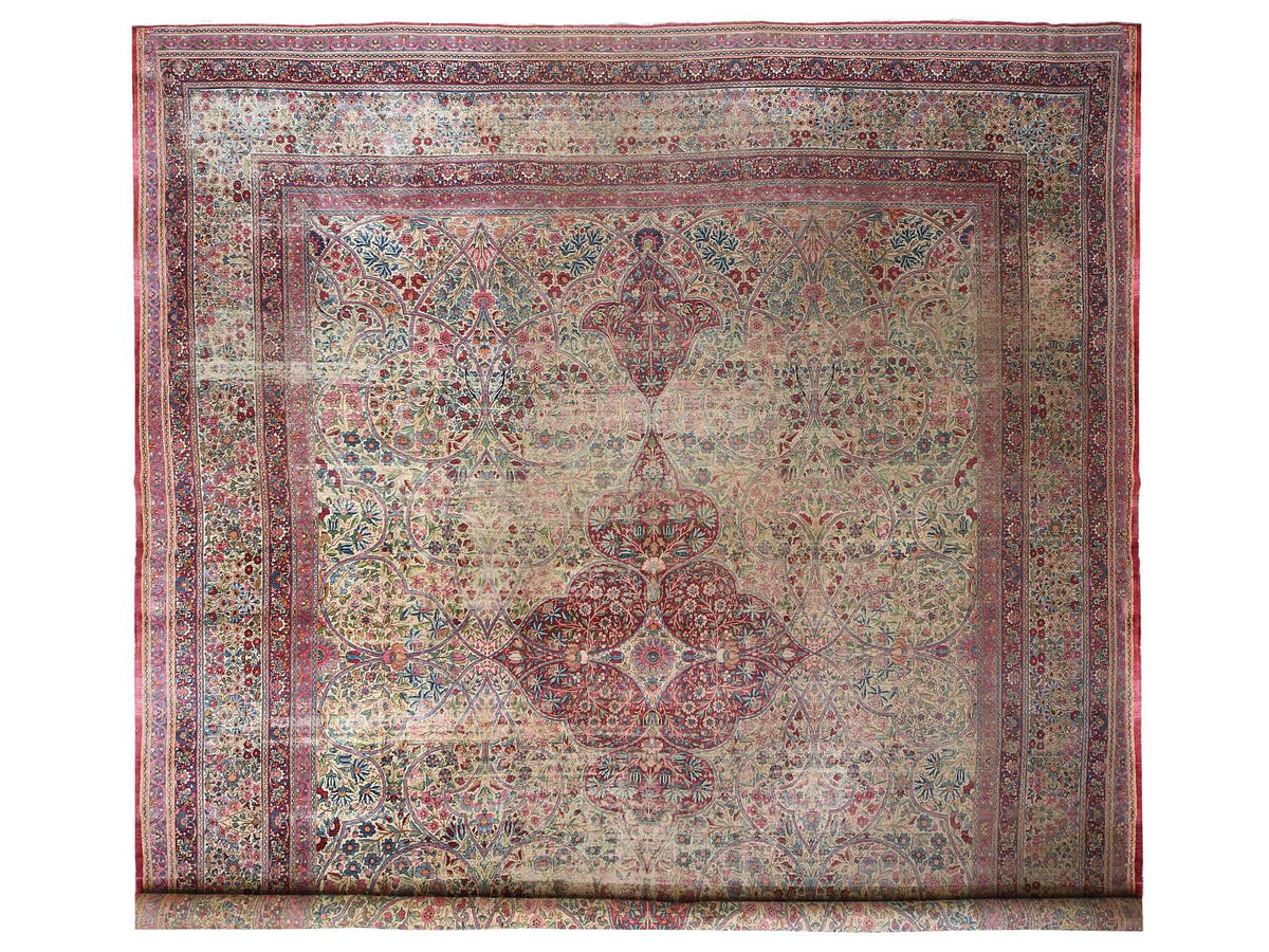Kerman Antique hand-knotted wool rug in Beige, 14' x 17'5", SKU O078827