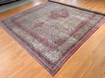 Kerman Antique hand-knotted wool rug in Beige, 14' x 17'5", SKU O078827 (view 4)