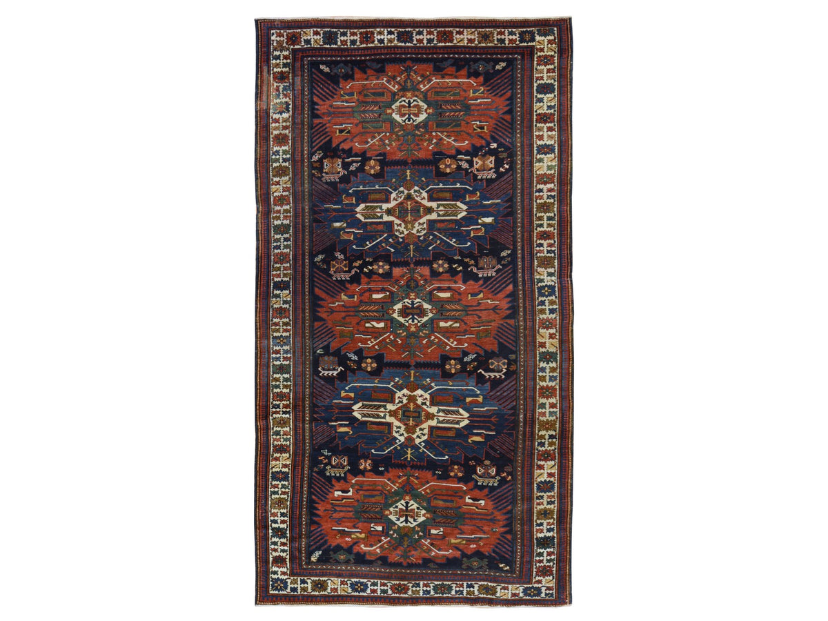 Antique hand-knotted wool runner in Blue, 6'3" x 11'7", SKU O078828