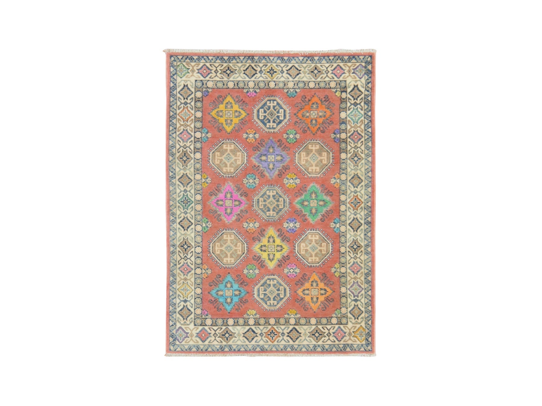 Kazak Kazak hand-knotted wool rug in Orange, 3'9" x 5'7", SKU O078829