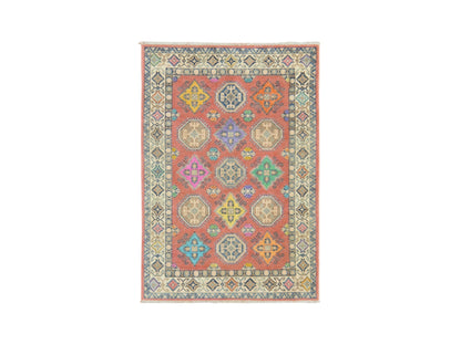 Kazak Kazak hand-knotted wool rug in Orange, 3'9" x 5'7", SKU O078829