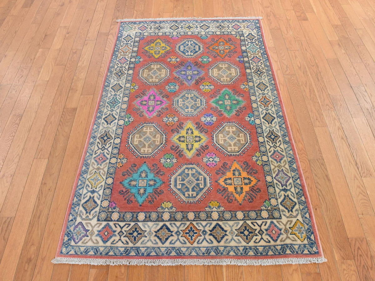 Kazak Kazak hand-knotted wool rug in Orange, 3'9" x 5'7", SKU O078829 (view 2)