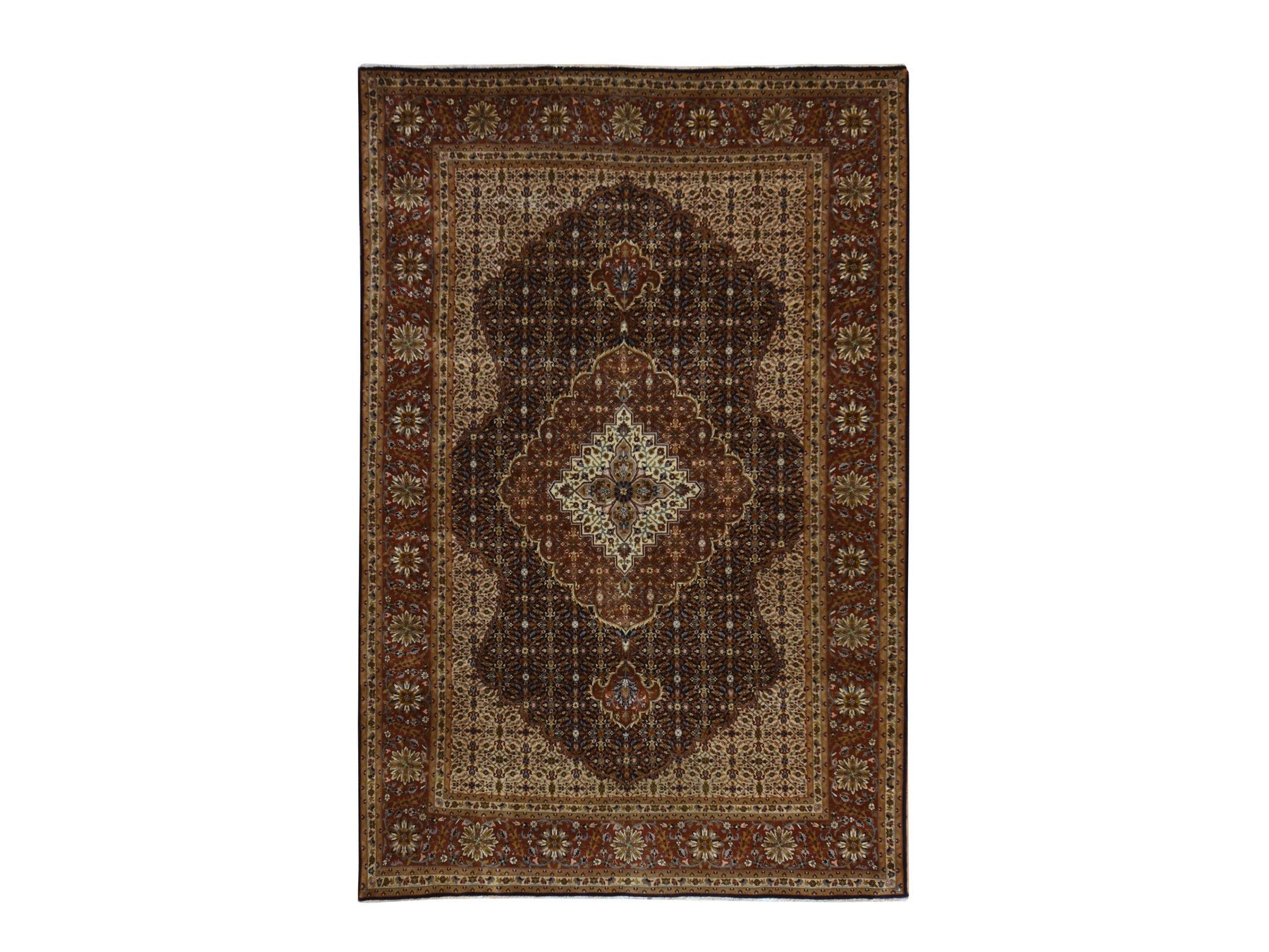 Tabriz hand-knotted wool rug in Blue, 6'10" x 10'5", SKU O078830