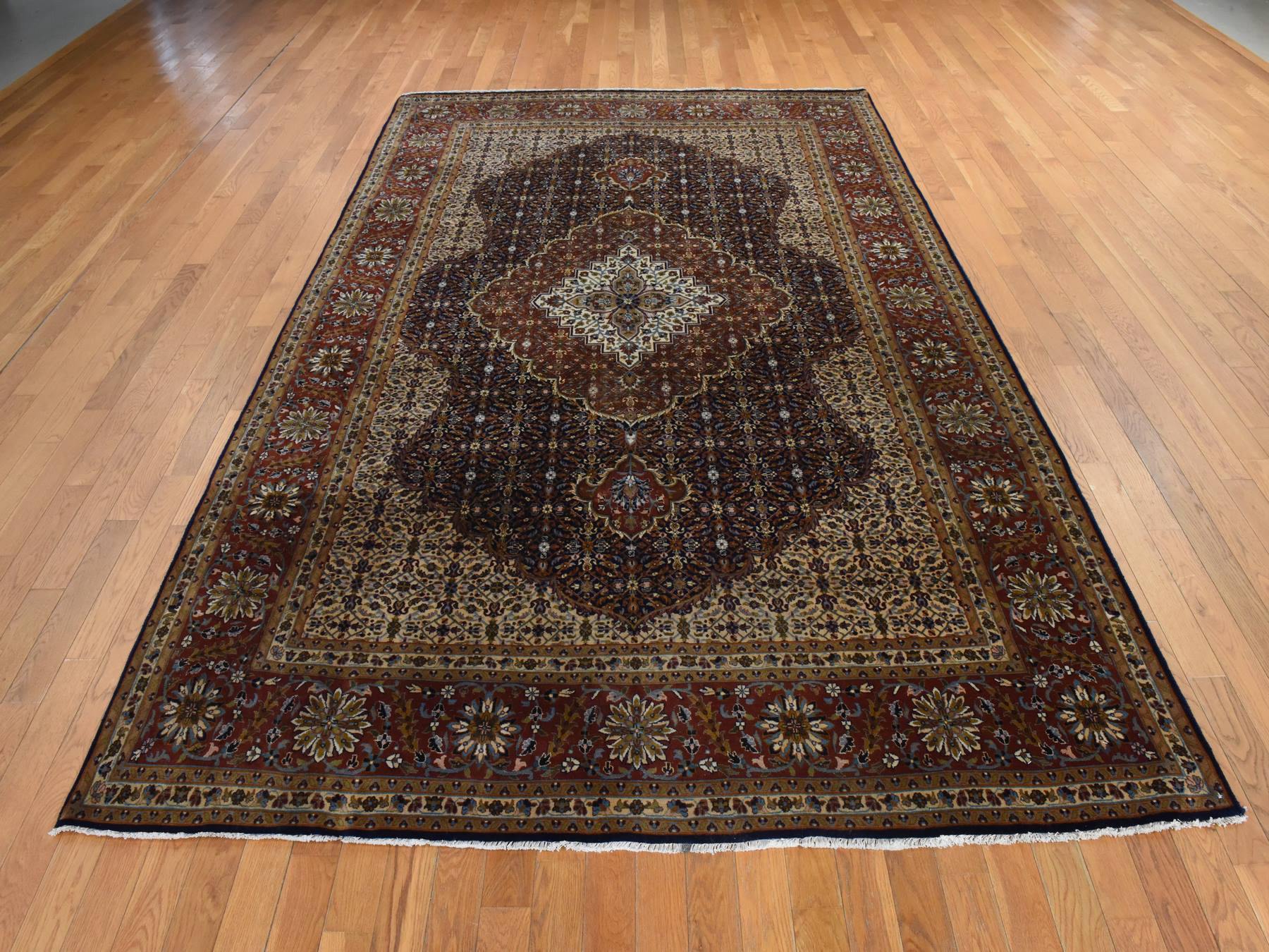 Tabriz hand-knotted wool rug in Blue, 6'10" x 10'5", SKU O078830 (view 2)