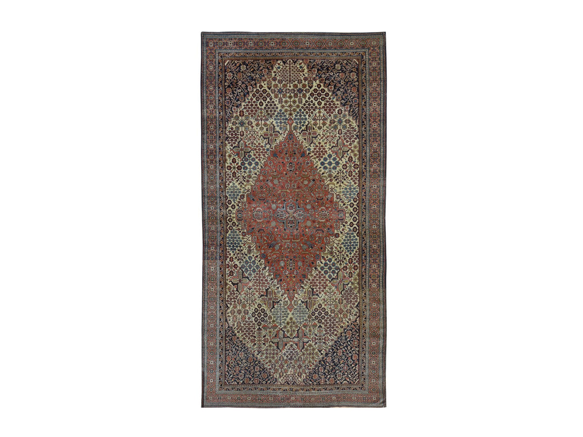 Persian Antique hand-knotted wool rug in Ivory, 6'10" x 14', SKU O078831