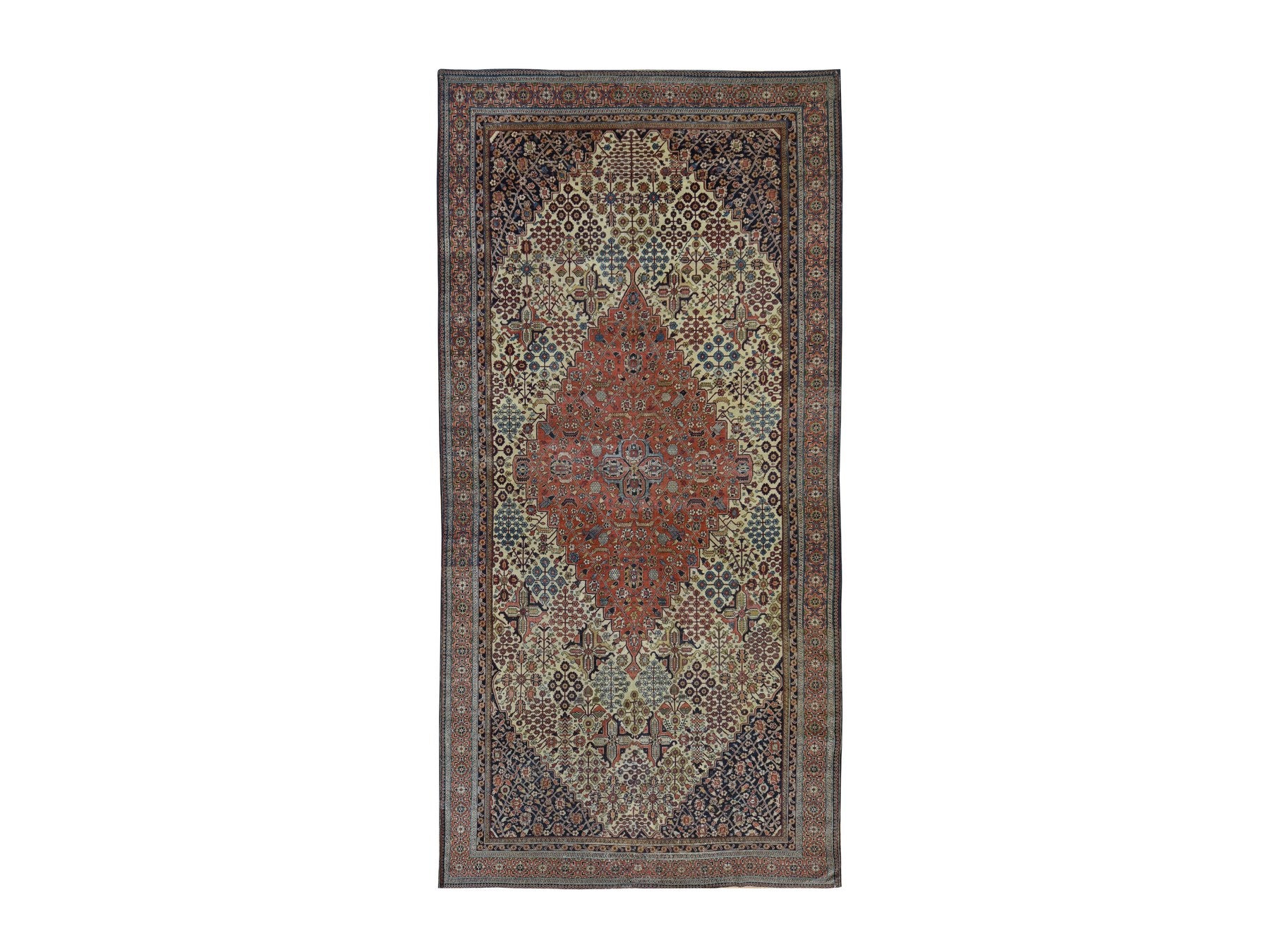Persian Antique hand-knotted wool rug in Ivory, 6'10" x 14', SKU O078831