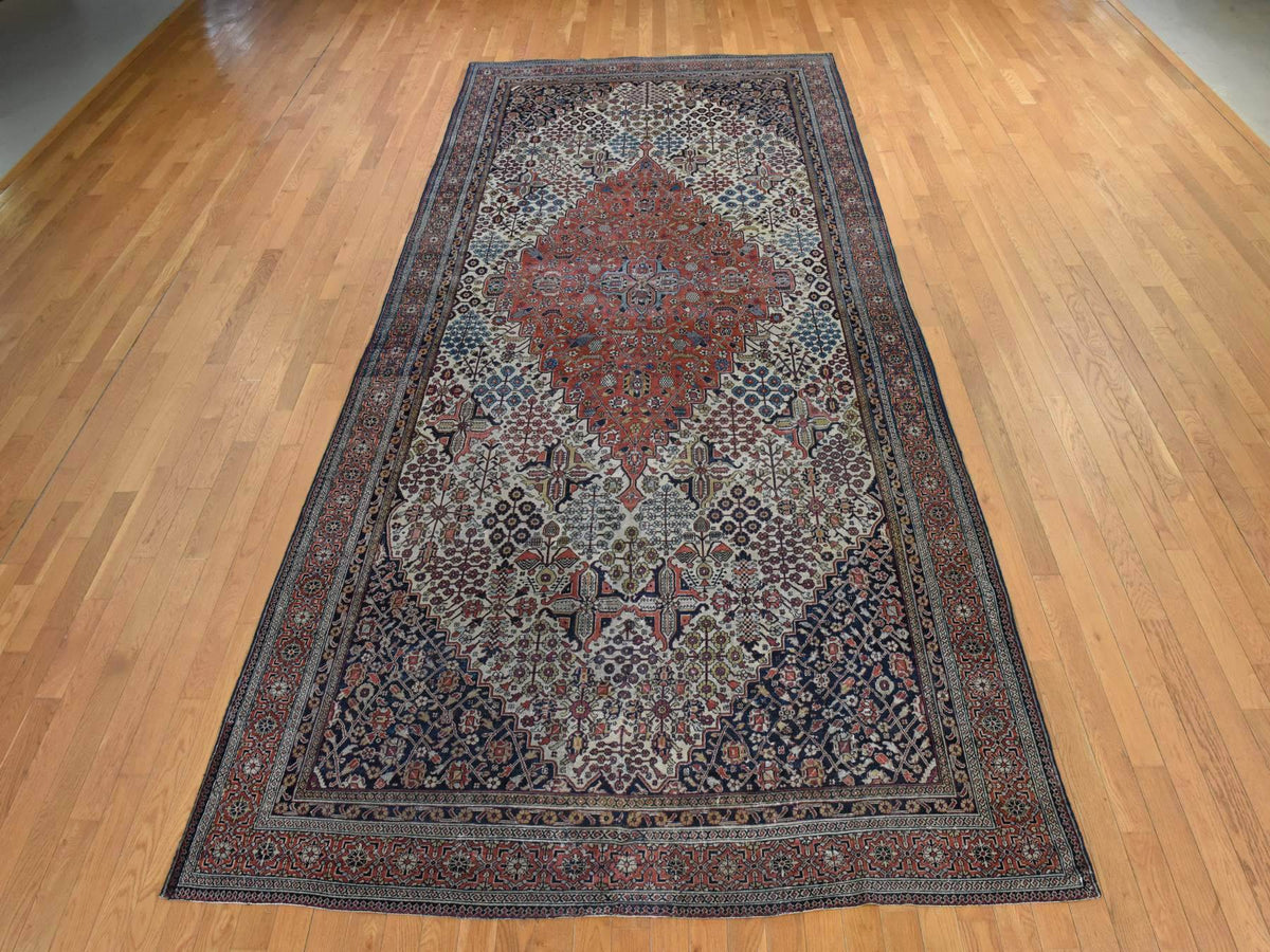 Persian Antique hand-knotted wool rug in Ivory, 6'10" x 14', SKU O078831 (view 2)