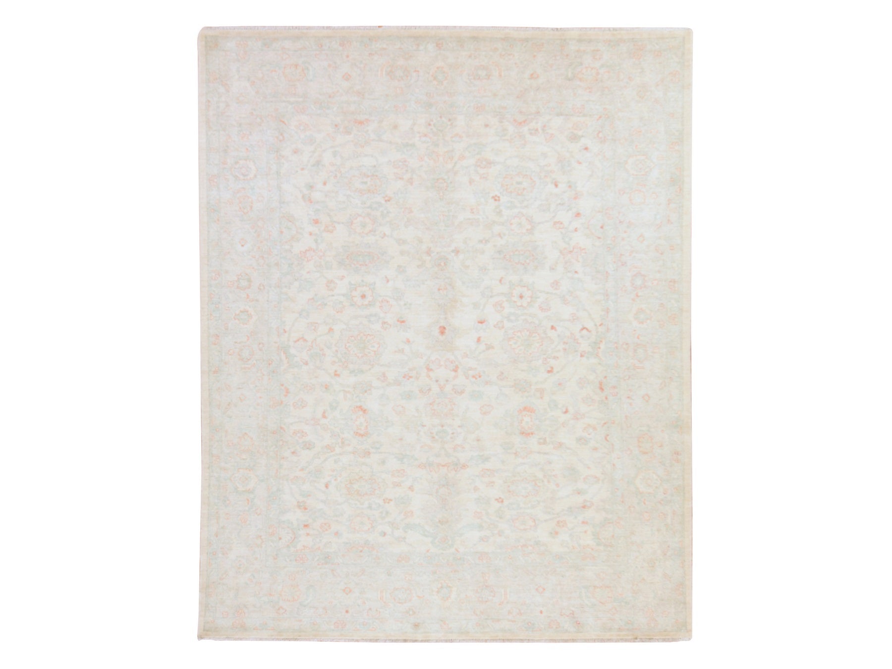 Peshawar Oushak hand-knotted wool rug in Ivory, 8' x 9'9", SKU O078833