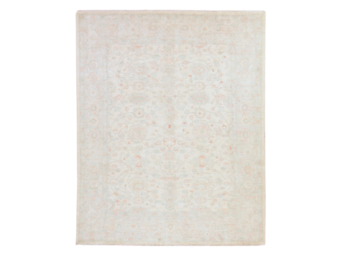 Peshawar Oushak hand-knotted wool rug in Ivory, 8' x 9'9", SKU O078833