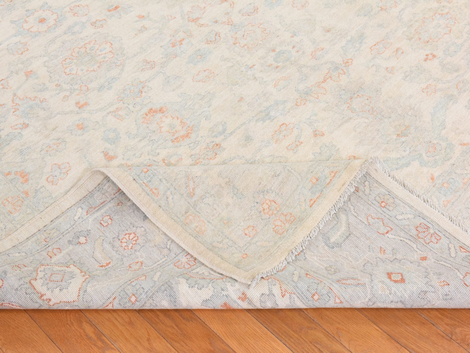 Peshawar Oushak hand-knotted wool rug in Ivory, 8' x 9'9", SKU O078833 (view 8)