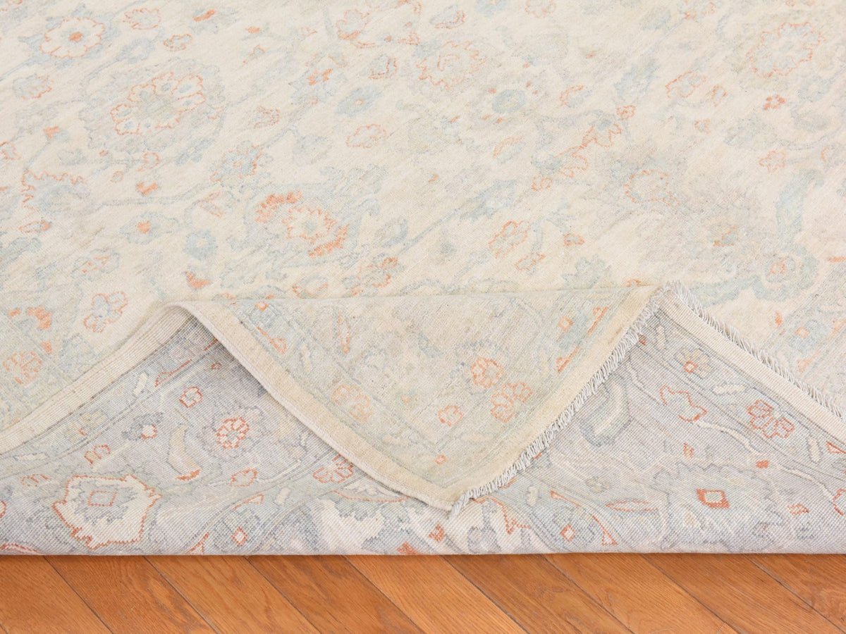 Peshawar Oushak hand-knotted wool rug in Ivory, 8' x 9'9", SKU O078833 (view 8)
