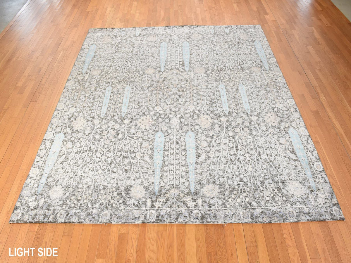 Transitional hand-knotted silk rug in Black, 10' x 10', SKU O078836 (view 3)