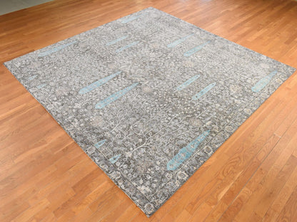 Transitional hand-knotted silk rug in Black, 10' x 10', SKU O078836 (view 4)