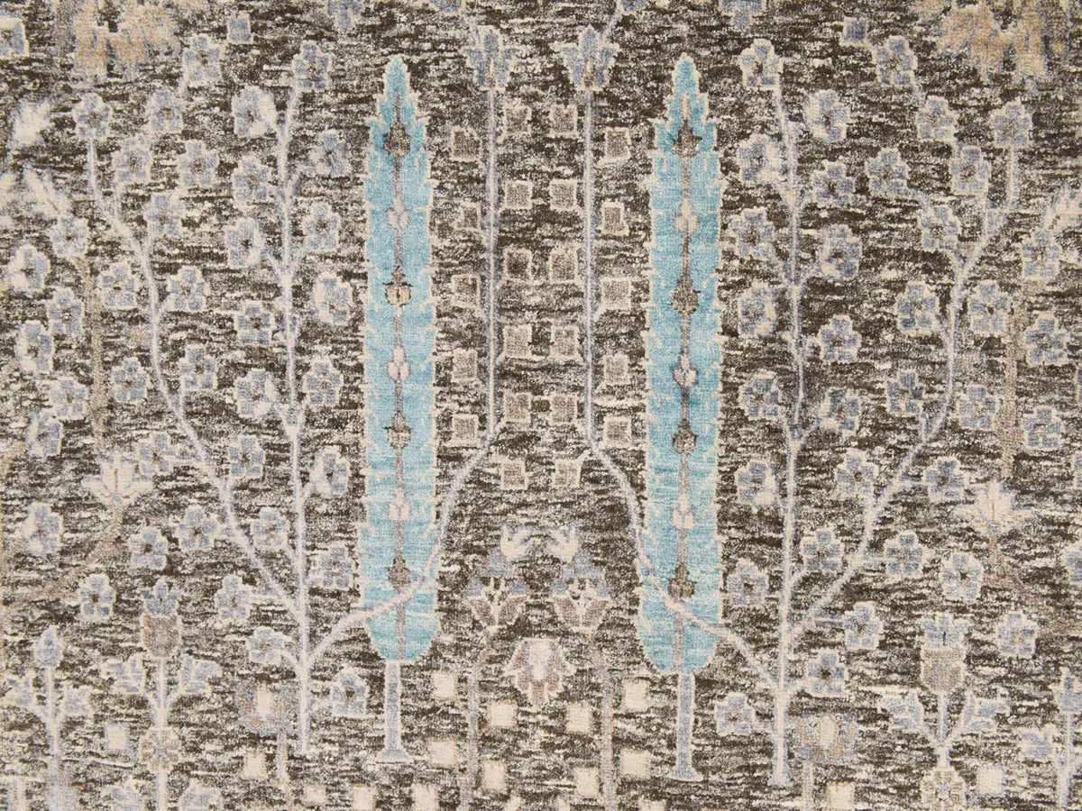 Transitional hand-knotted silk rug in Black, 10' x 10', SKU O078836 (view 5)
