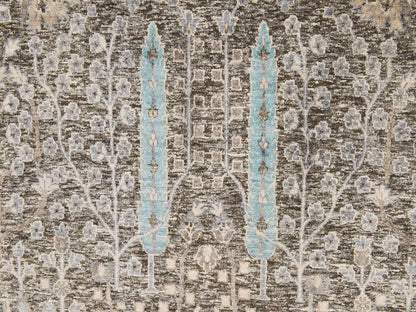 Transitional hand-knotted silk rug in Black, 10' x 10', SKU O078836 (view 5)