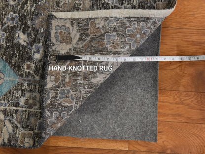 Transitional hand-knotted silk rug in Black, 10' x 10', SKU O078836 (view 7)