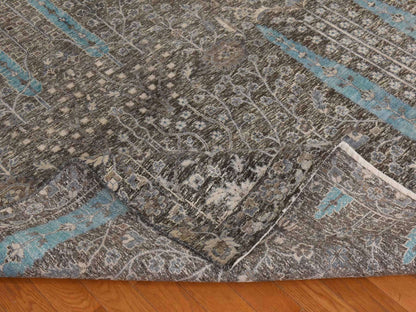 Transitional hand-knotted silk rug in Black, 10' x 10', SKU O078836 (view 8)