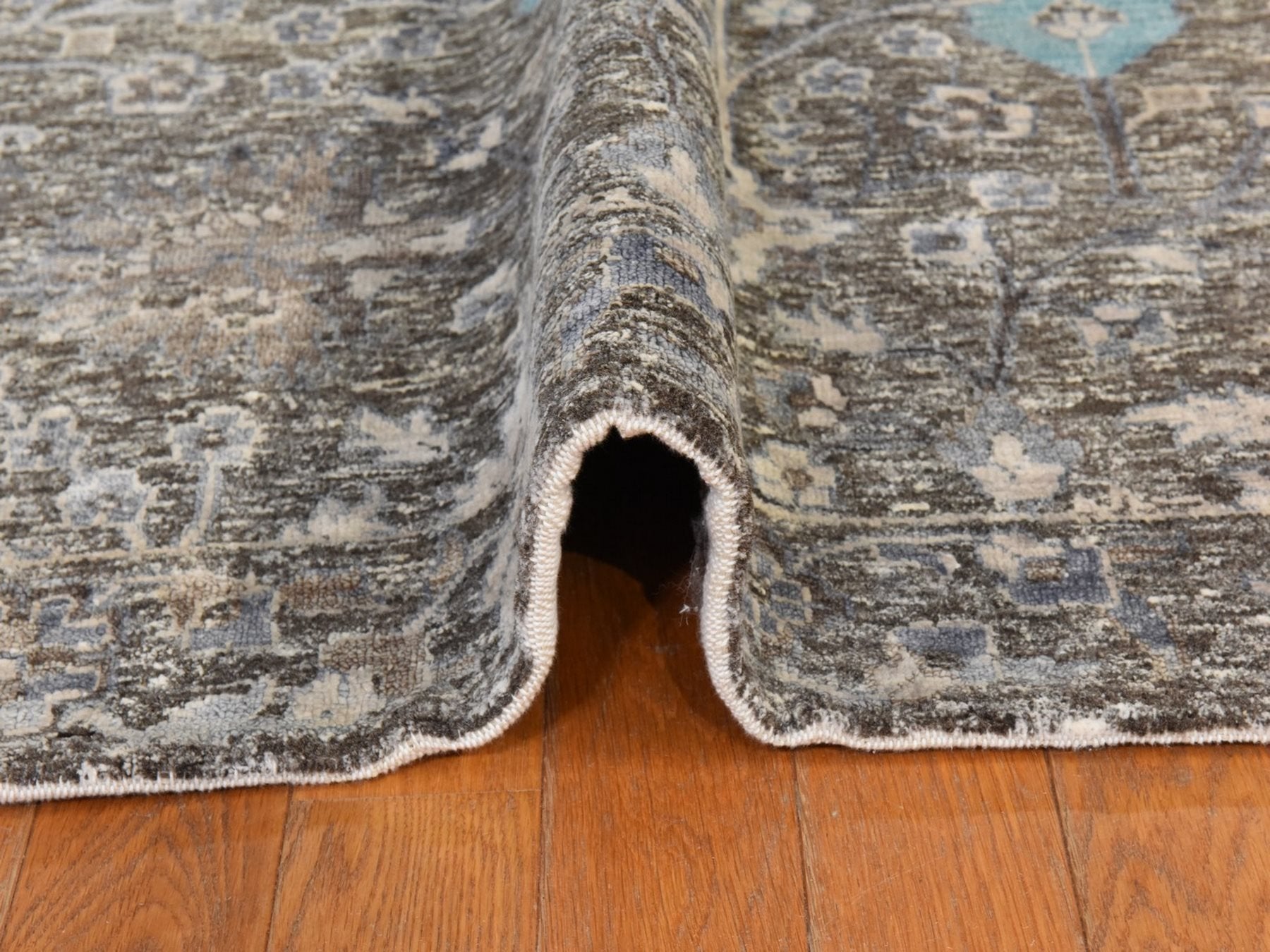 Transitional hand-knotted silk rug in Black, 10' x 10', SKU O078836 (view 9)