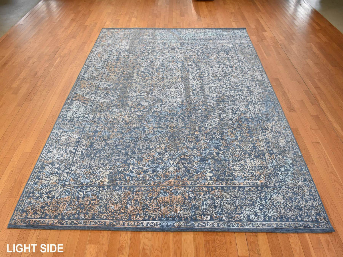 Persian Modern / Contemporary hand-knotted wool/silk rug in Blue, 9' x 12', SKU O078838 (view 3)