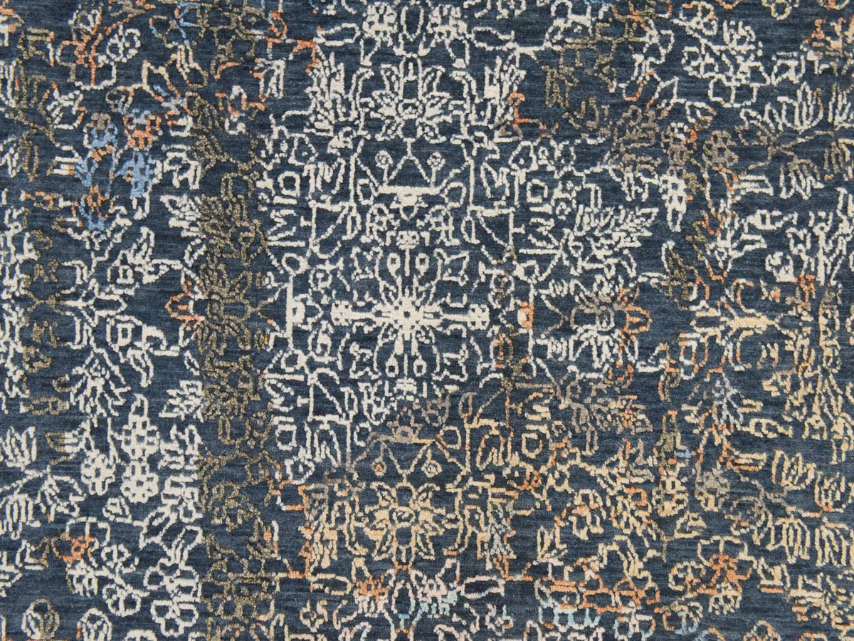 Persian Modern / Contemporary hand-knotted wool/silk rug in Blue, 9' x 12', SKU O078838 (view 5)