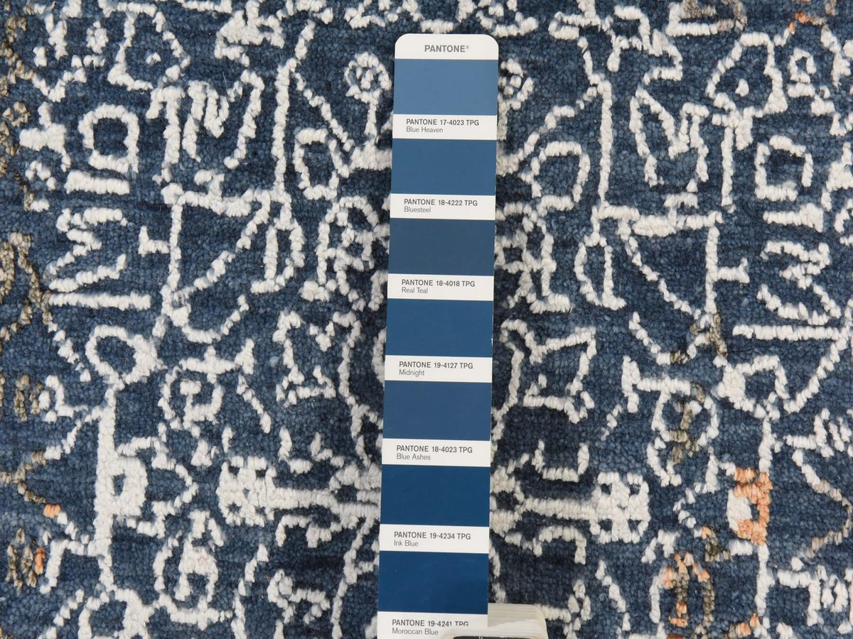 Persian Modern / Contemporary hand-knotted wool/silk rug in Blue, 9' x 12', SKU O078838 (view 6)