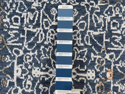 Persian Modern / Contemporary hand-knotted wool/silk rug in Blue, 9' x 12', SKU O078838 (view 6)