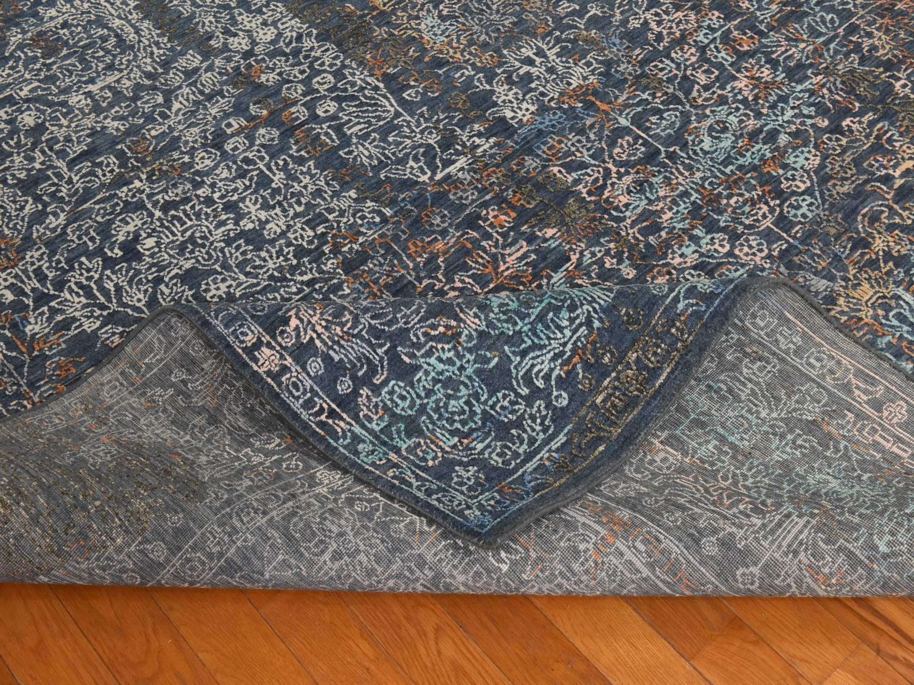 Persian Modern / Contemporary hand-knotted wool/silk rug in Blue, 9' x 12', SKU O078838 (view 8)