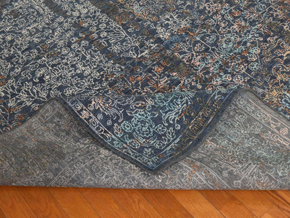 Persian Modern / Contemporary hand-knotted wool/silk rug in Blue, 9' x 12', SKU O078838 (view 8)