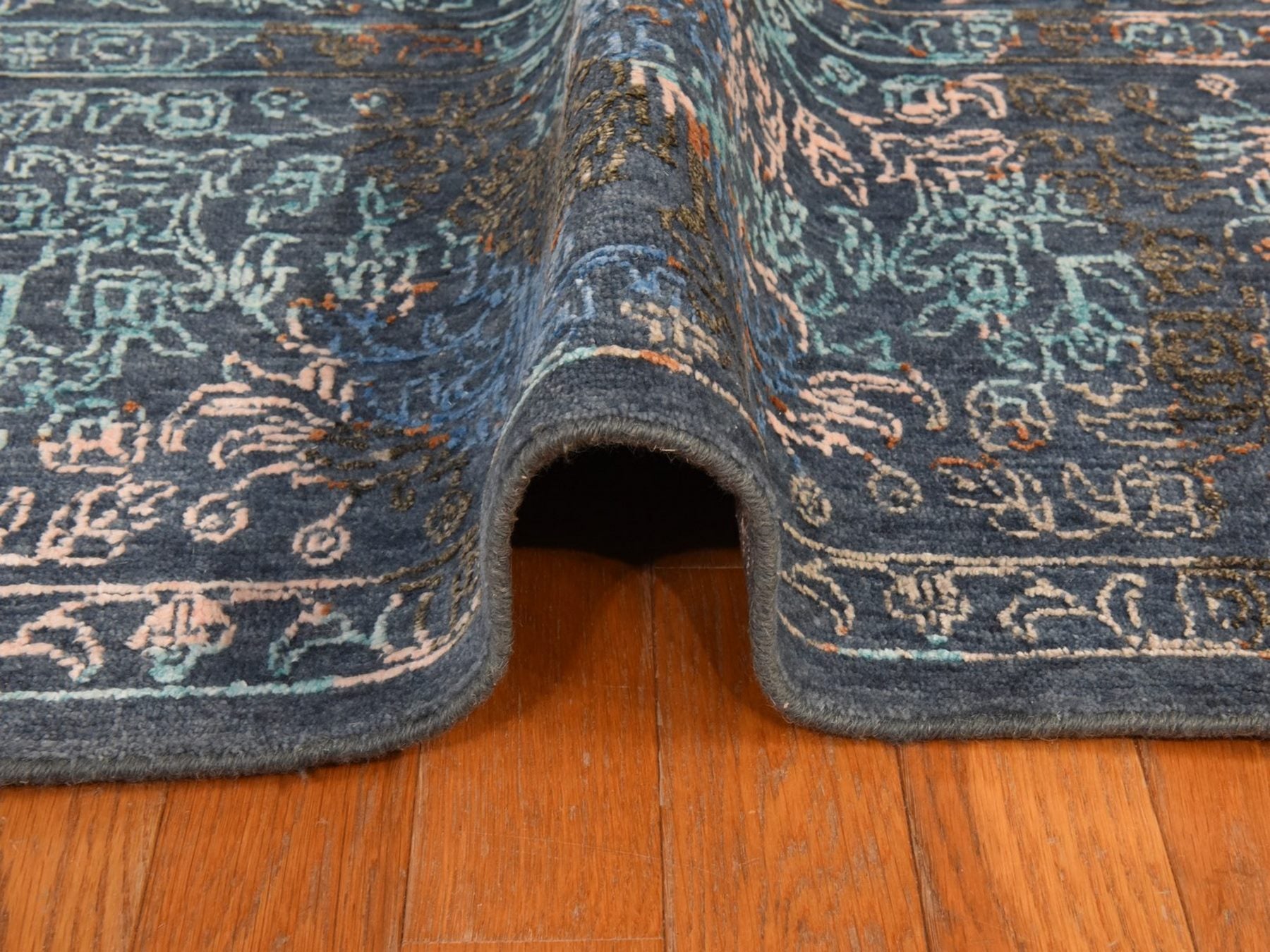 Persian Modern / Contemporary hand-knotted wool/silk rug in Blue, 9' x 12', SKU O078838 (view 9)