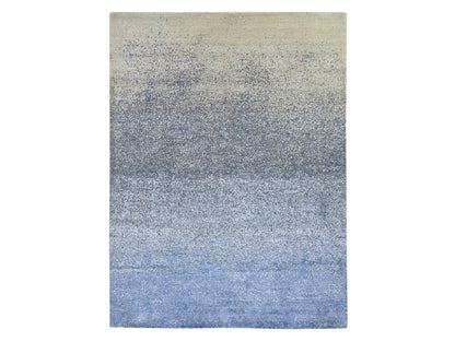 Modern / Contemporary hand-knotted wool/silk rug in Blue, 9' x 12', SKU O078839