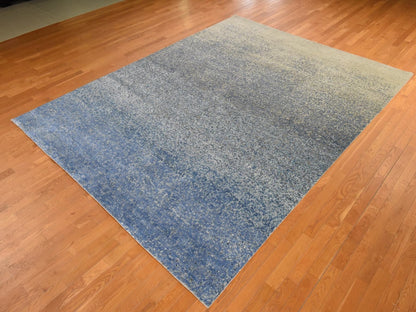Modern / Contemporary hand-knotted wool/silk rug in Blue, 9' x 12', SKU O078839 (view 4)
