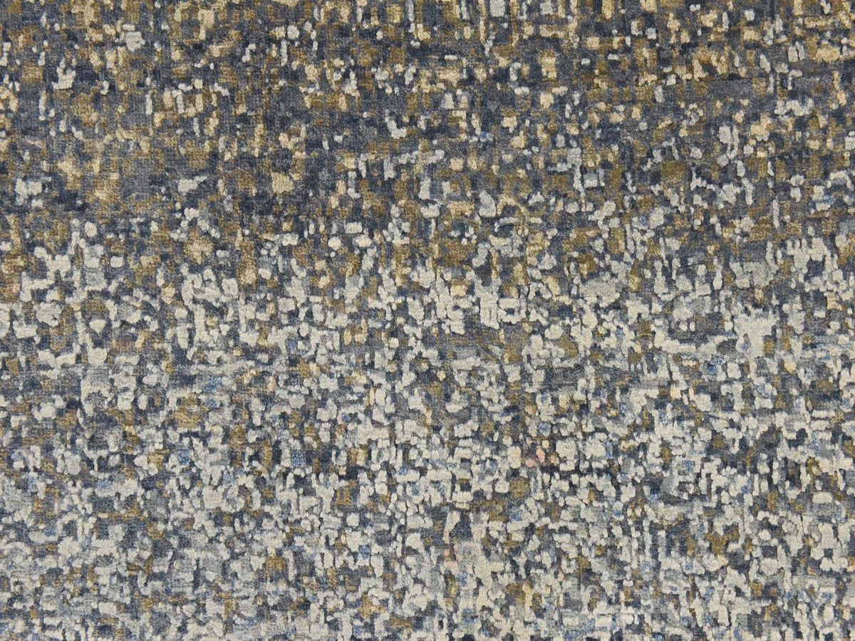Modern / Contemporary hand-knotted wool/silk rug in Blue, 9' x 12', SKU O078839 (view 5)
