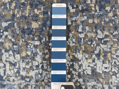 Modern / Contemporary hand-knotted wool/silk rug in Blue, 9' x 12', SKU O078839 (view 6)