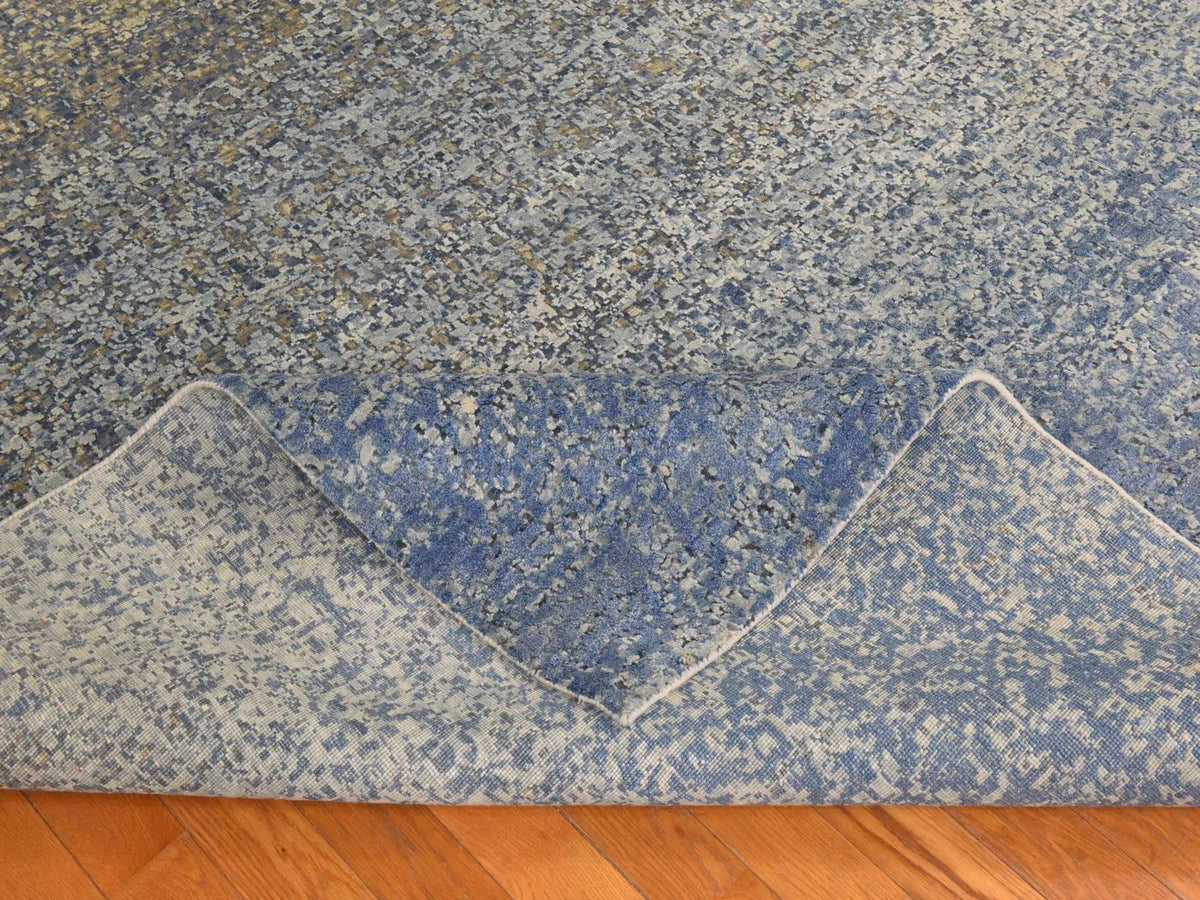 Modern / Contemporary hand-knotted wool/silk rug in Blue, 9' x 12', SKU O078839 (view 8)