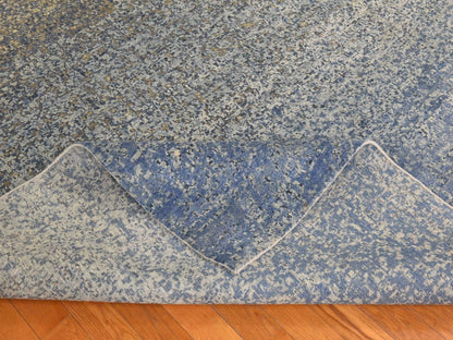 Modern / Contemporary hand-knotted wool/silk rug in Blue, 9' x 12', SKU O078839 (view 8)