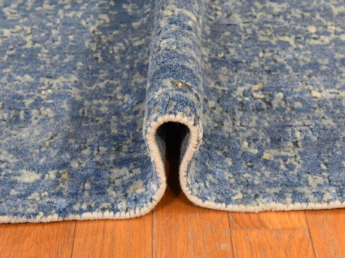 Modern / Contemporary hand-knotted wool/silk rug in Blue, 9' x 12', SKU O078839 (view 9)