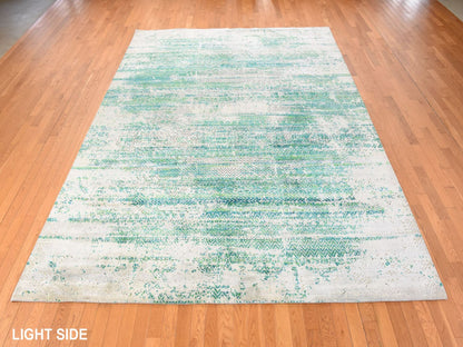  hand-knotted wool/silk rug in Green, 8'10" x 12', SKU O078841 (view 3)