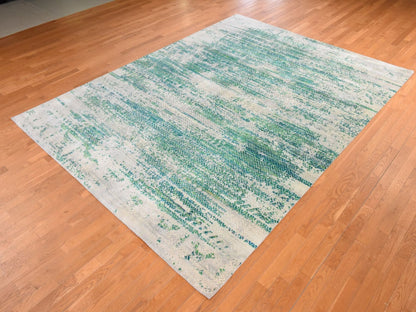  hand-knotted wool/silk rug in Green, 8'10" x 12', SKU O078841 (view 4)